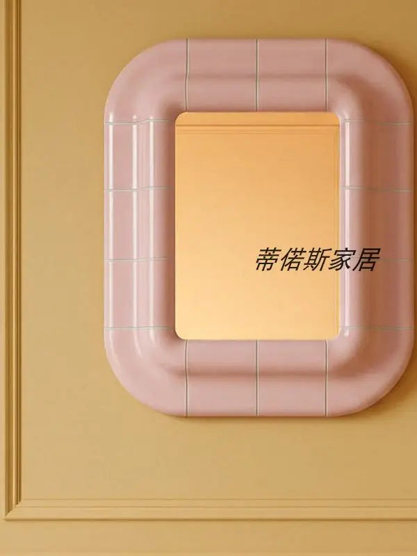 Dopamine Color Wall-mounted Vanity Mirror Nordic Luxury Hotel Bathroom High-Definition Mirror Customization LED Lighted Mirror