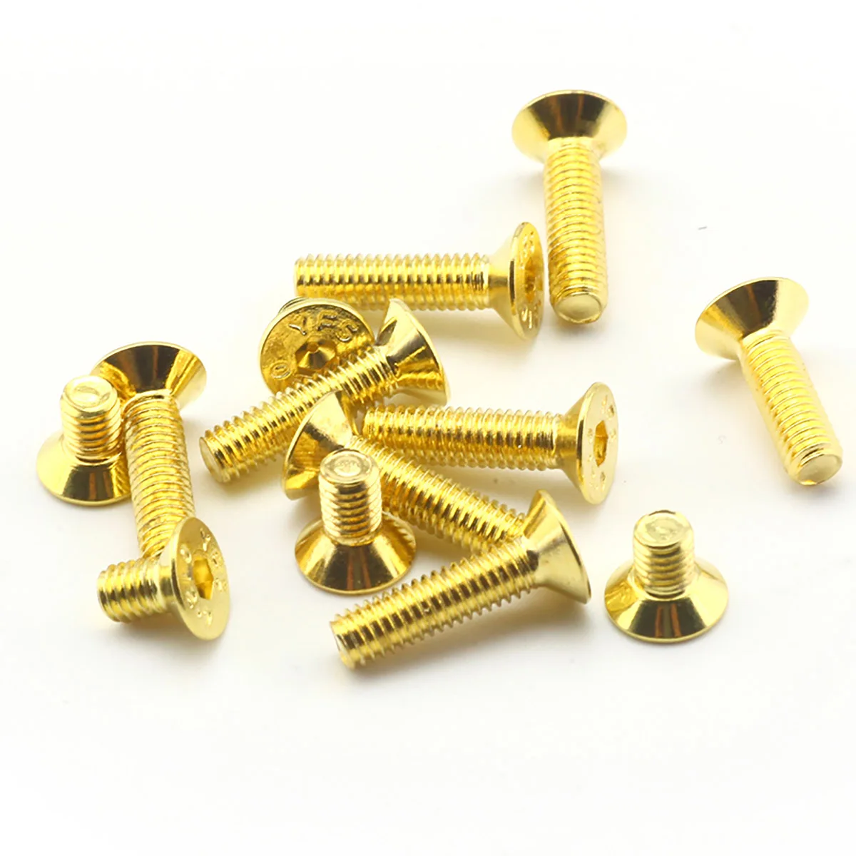 DIN7991 Grade 12.9 Plating Titanium Gold Flat Head Allen Bolts M2 M2.5 M3 M4 M5 Countersunk Head Hex Socket Screws 10pcs