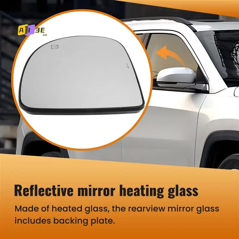 

A03E-Door Wing Side Mirror Glass Heated With Backing Plate For JEEP Compass 2007 - 2017