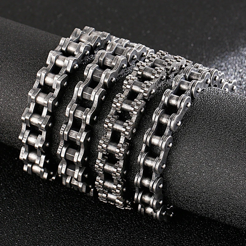 13MM Heavy Punk Black Bike Biker Chain Bracelet Men Women Hiphop Shiny Rainbow Stainless Steel Motorcycle Bicycle Bangle Jewelry