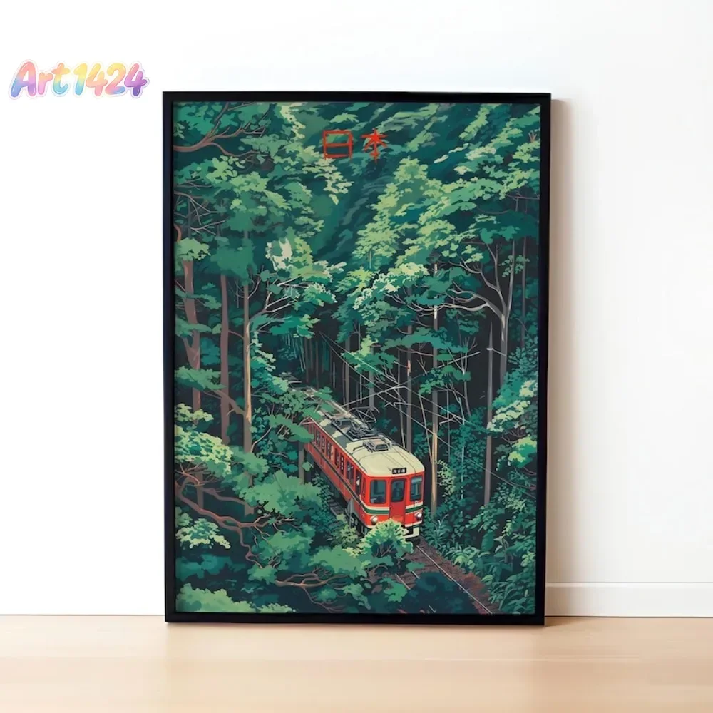 1pcs Frameless Tokyo Train,Retro Aesthetic,Nostalgic Vintage Print,Art for Living Room,Retro Decor,Asian Art,Gift Idea Decor