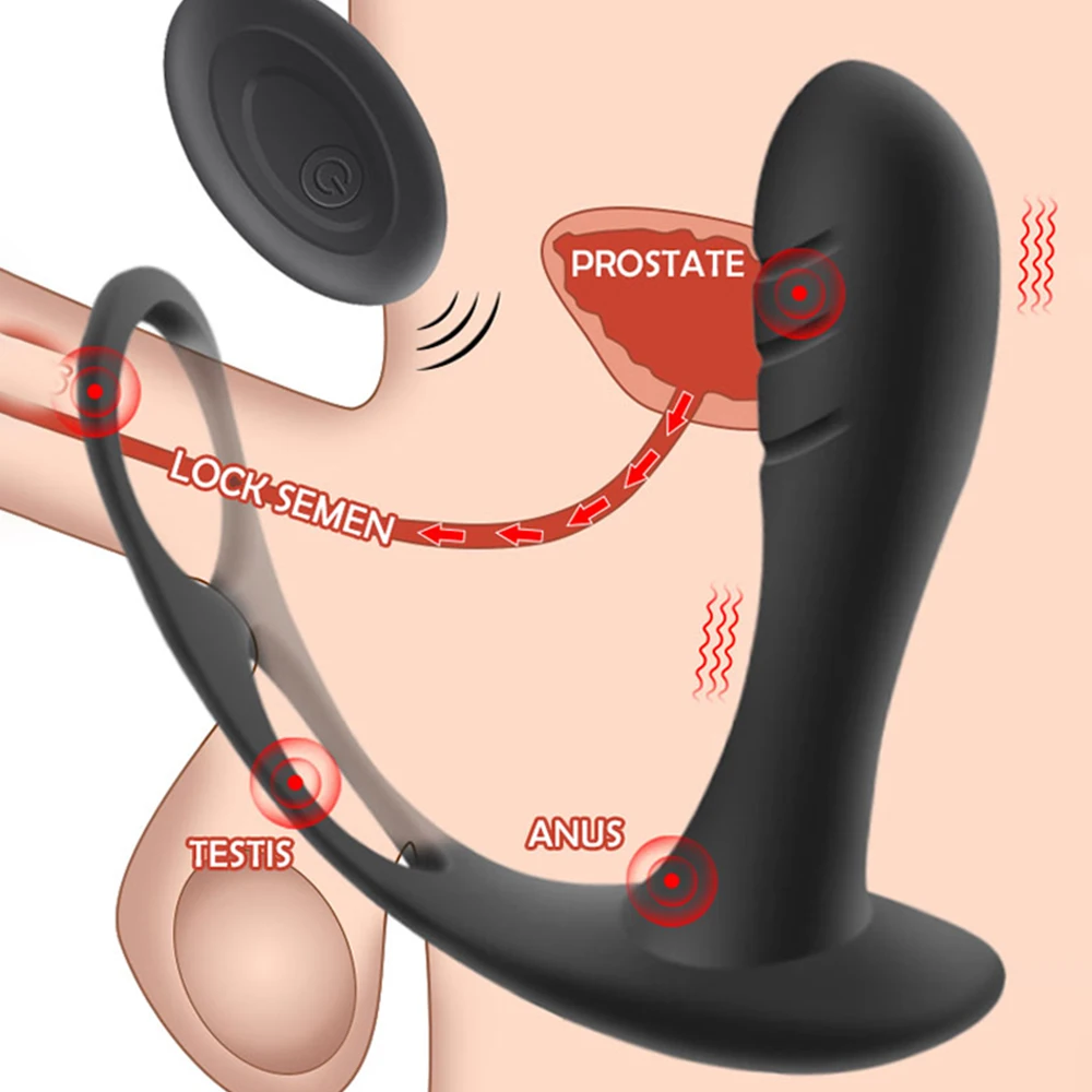 Vibromasseur anal sans fil pour hommes, massage de la prostate, anneau de pénis, jouets sexuels retardateurs, plug anal en silicone, aste, 10 modes