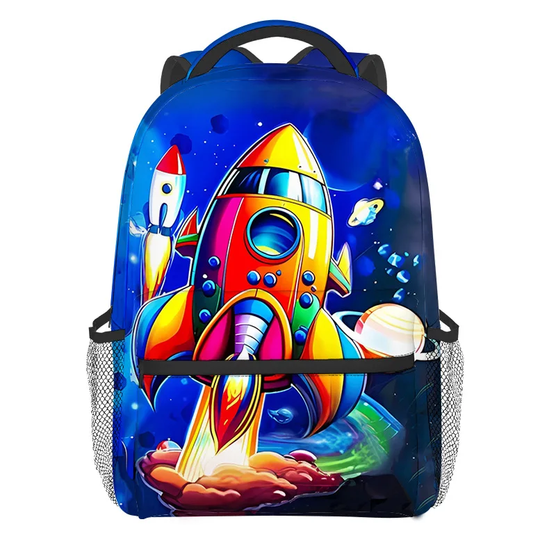 Classic Popular Rocket astronaut student Bookbag Notebook Backpacks 3D Print Oxford Waterproof Boys/Girls Travel Backpacks