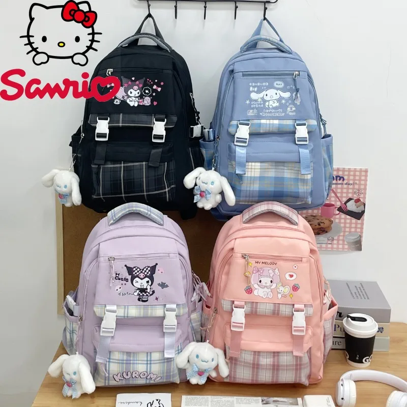 

Sanrio Kuromi Backpack Student School Bag Cute Cartoon Printed Girls Backpacks Large Capacity Popular Tote Bag