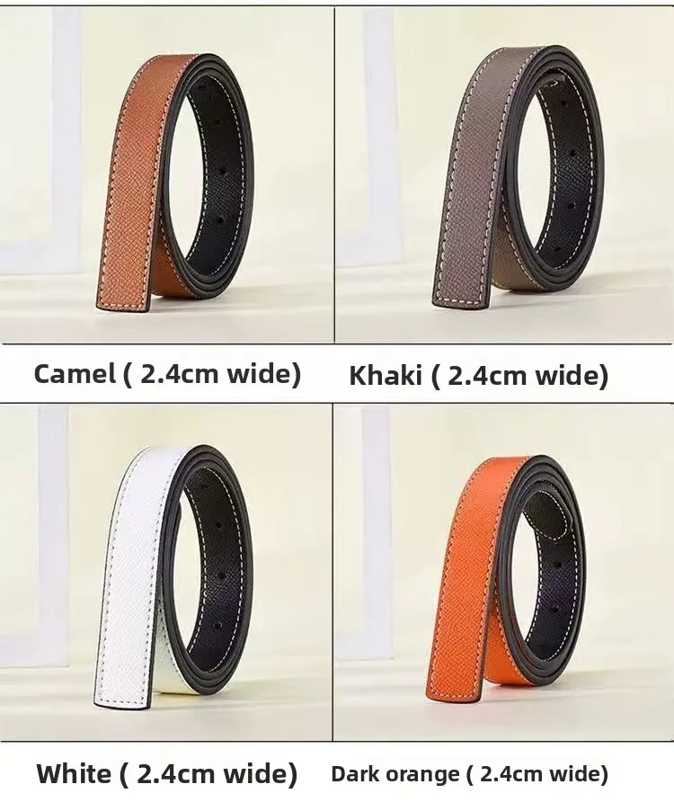 Women's Fashion Buckleless Uses a Reversible Leather Belt with a High-Quality Cowhide Belt