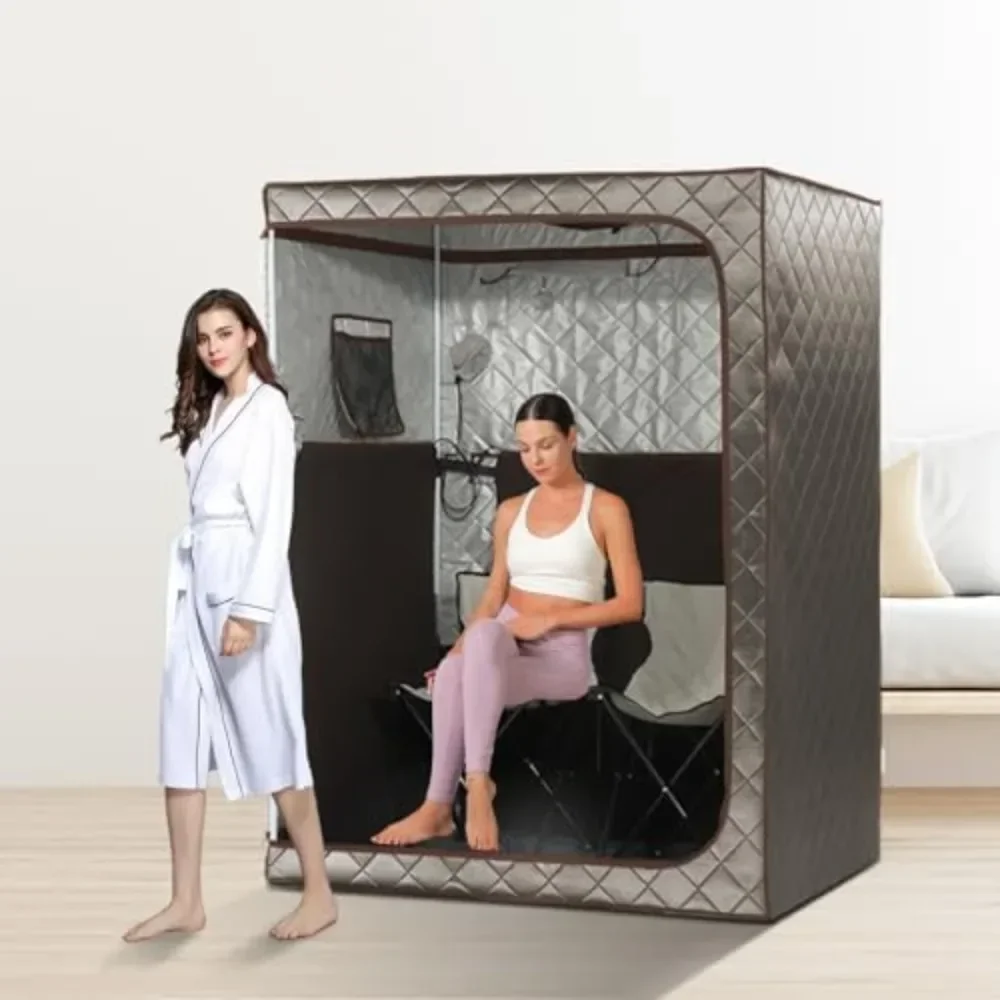 Portátil Far Infrared Oversize Sauna, Home Sauna Kit, Full Size 2 Pessoa, Grande Espaço Spa com Cadeira Portátil de Upgrade