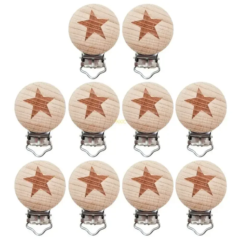 

10 Pack Pacifier Suspender Clips Baby Dummy Clip Wooden Pacifier Clips Soother Clasps Baby Suspender Soother Clasps