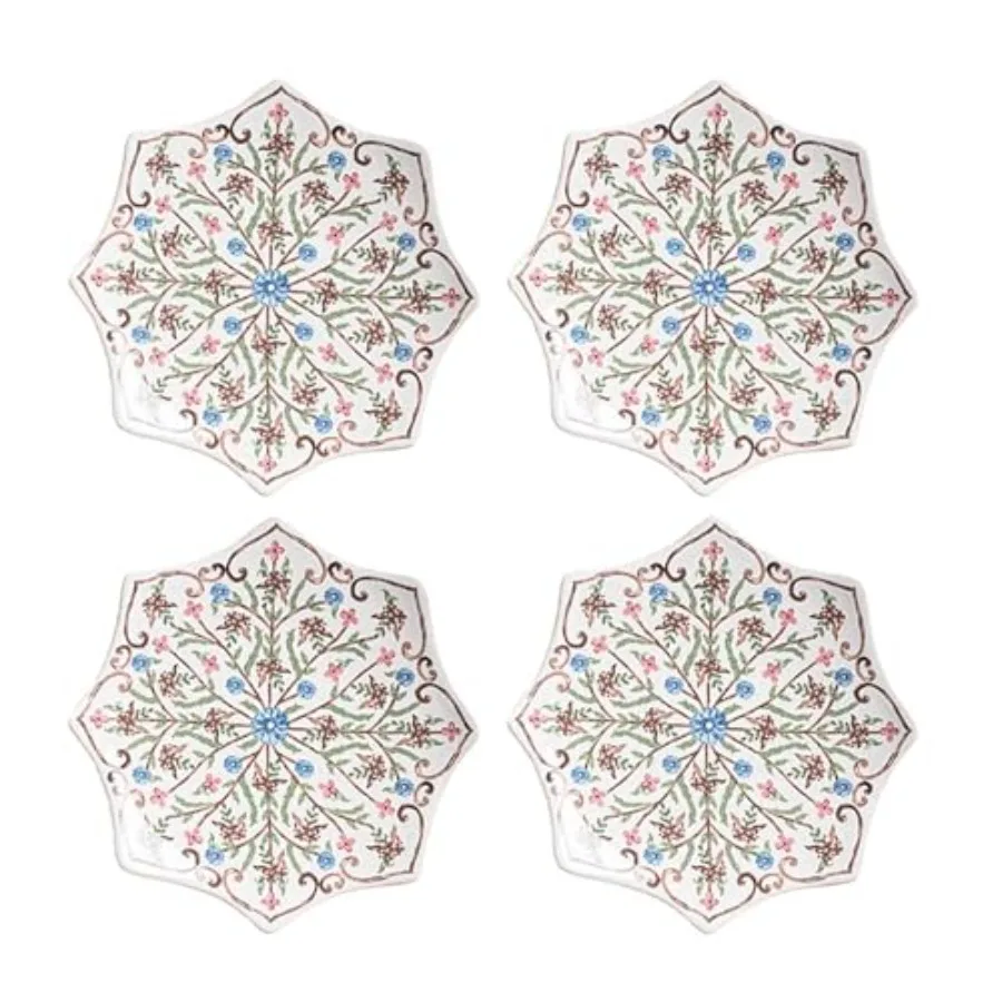 Villa Seville Place Setting (Chambray, lado festoneado/juego de platos de cóctel/4)