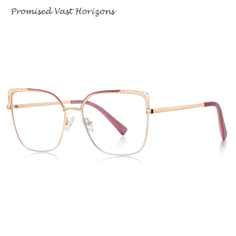 Montature per occhiali resistenti al blocco della luce blu in metallo ottico con motivo cavo progressivo a doppio colore con giunture colorate originali