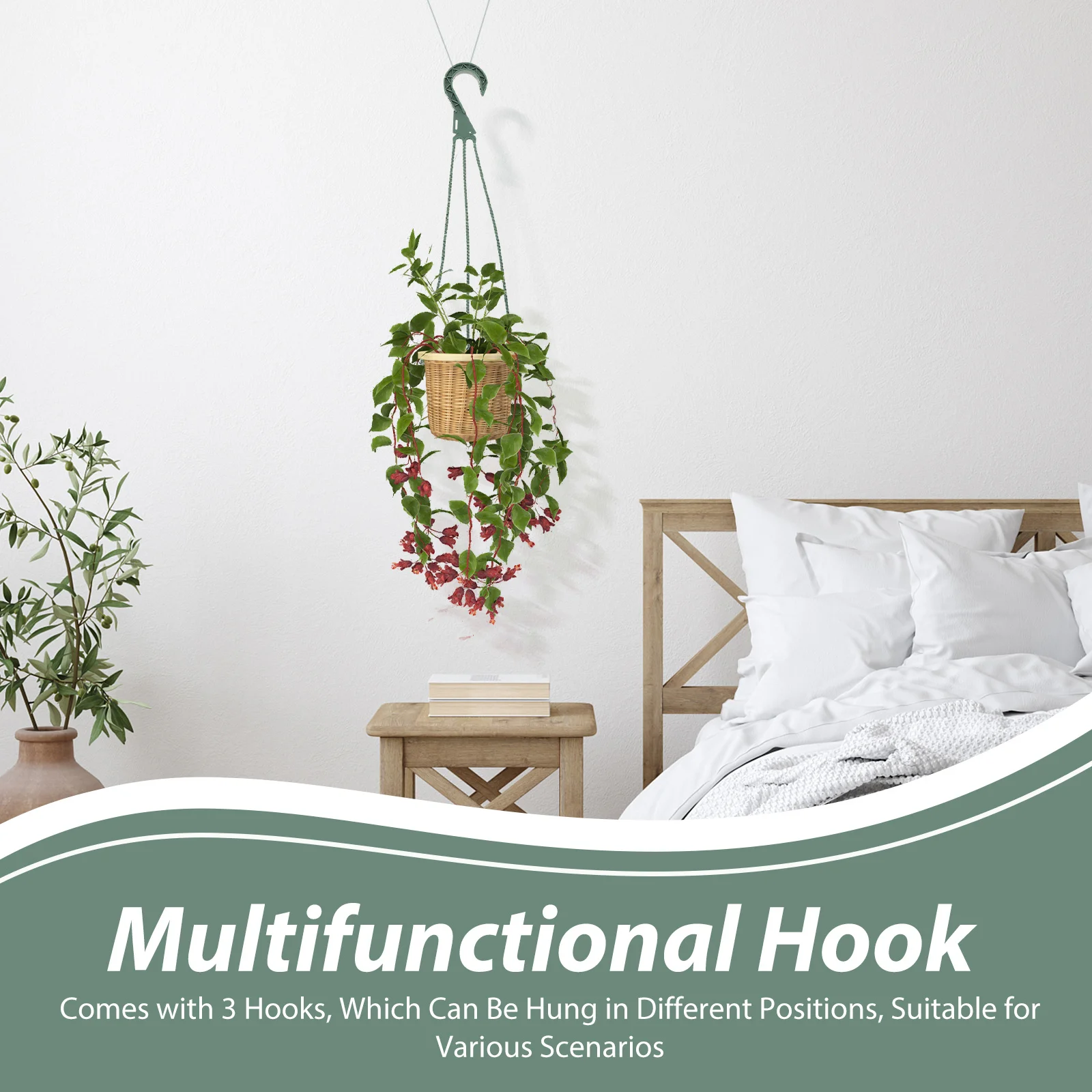 

5Pcs Wall Hanging Flowerpot Hooks Heavy Duty Plastic Planter Hangers for Potted Plants in Living Room Bedroom Office Garden