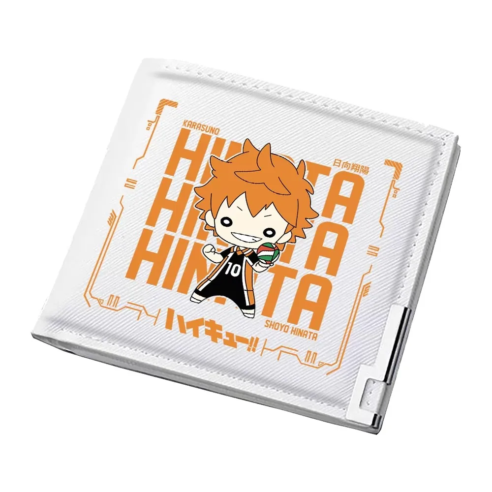 Haikyuu!! Karasuno VBC Anime Short Wallet Pu Leather Cartoon Purses White ID Card Holders Unisex Money Bag Girls Mini Clutch Bag