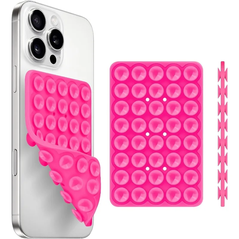 Silicone Suction Cup Phone Case Mount Double Sided, Hands-Free Strong Grip Holder for Selfies and Videos,Silicon Sticky Phone
