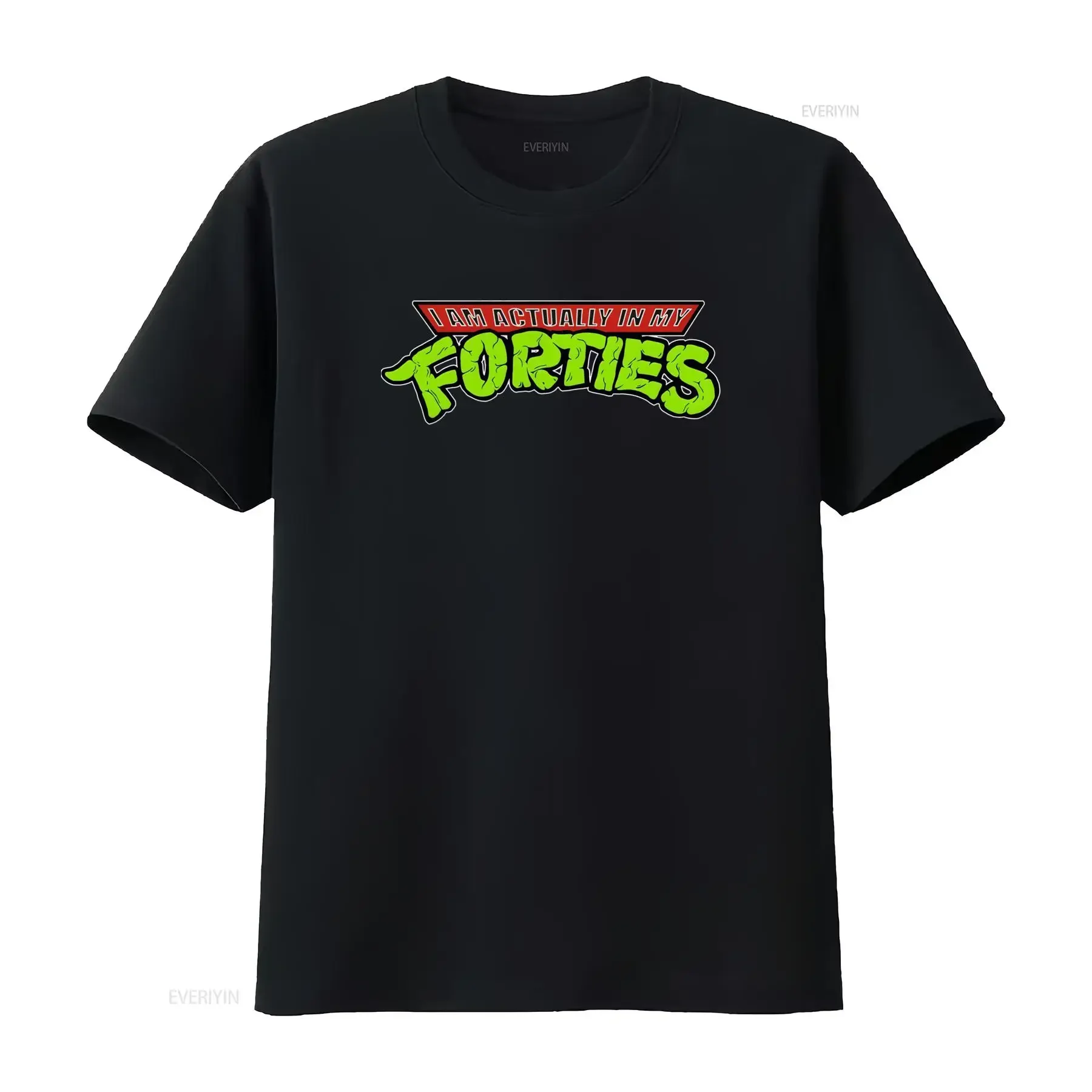 Herresortiment Sort Retro 80'erne 90'erne T Shirt med Shirtntinies '23 Forties R?d Ramme Fet Dekade Print Rund Hals til Gen X