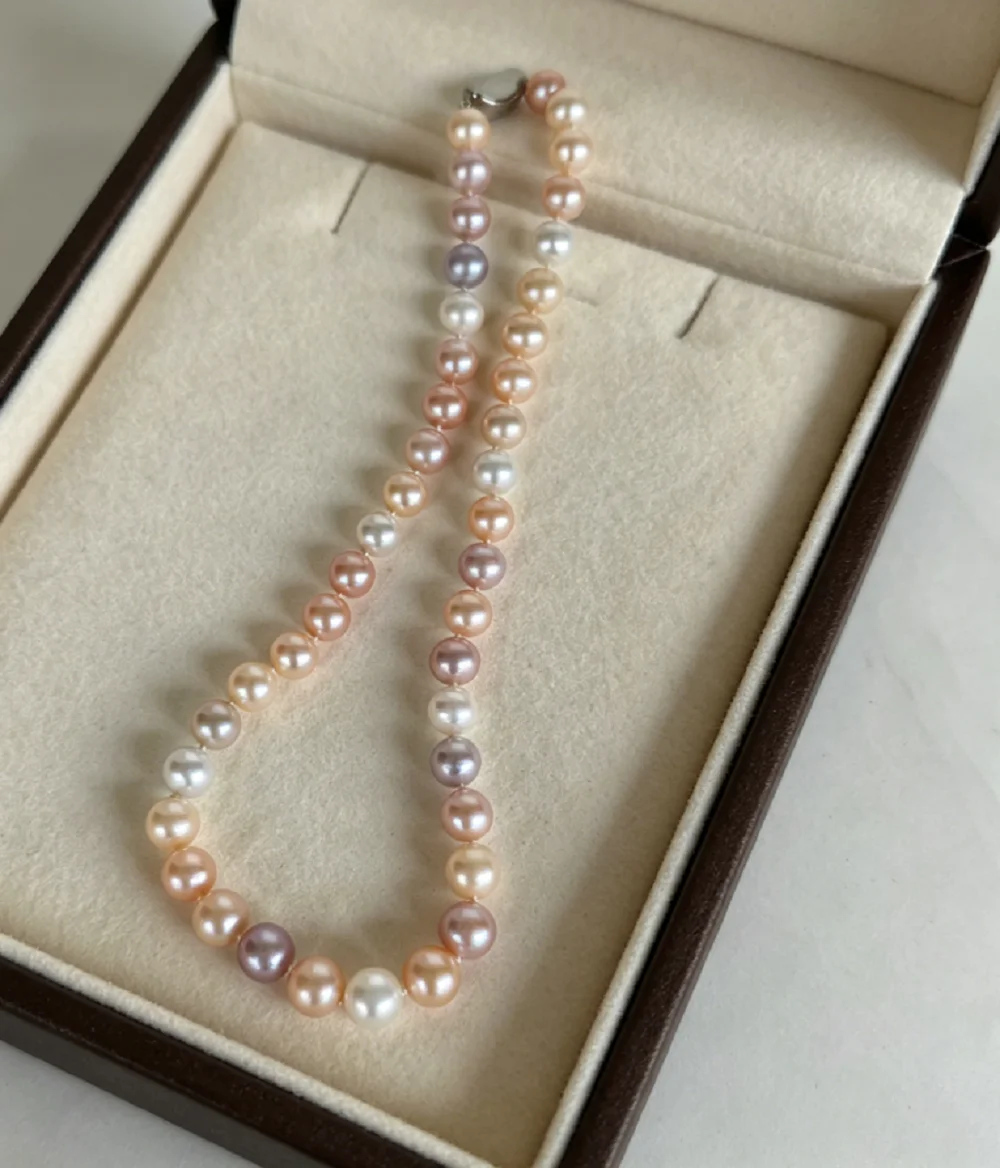 

Gorgeous necklace AAAA9-11mm natural South Sea multi-color pearl necklace 18in/925s - supports customized sizes