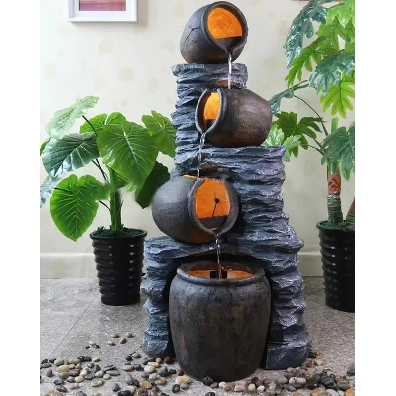 Hot Sale Garden Decoration Interior LED Lights Antique Stone Fountain