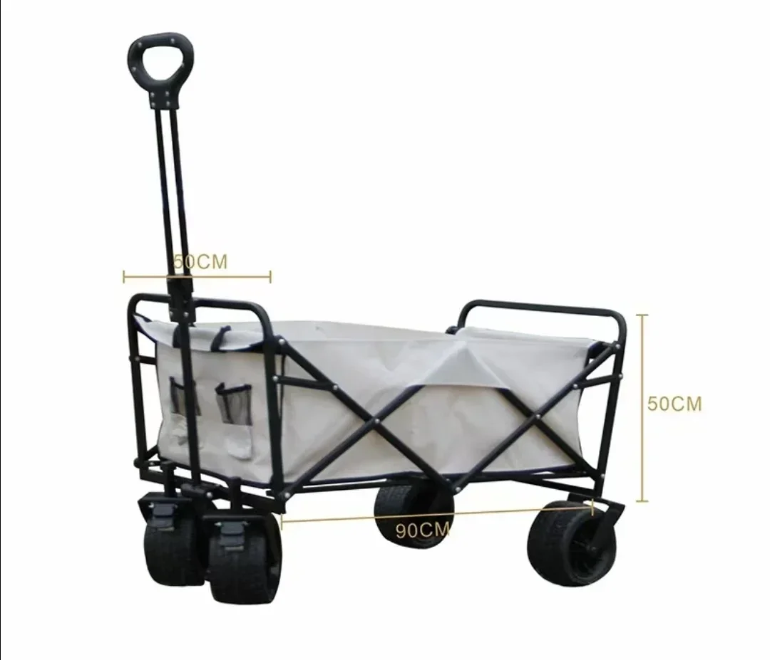 High Handle Steel Frame Folding Outdoor Camping Trolley Wagon Tailgate Table Top Adults Platform Structure OEM Shopping Storage