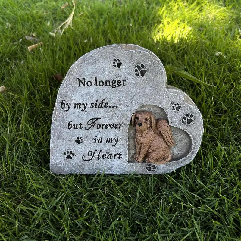 Pet Tombstone For Dog Resin Dog Memorial Grave Marker Heart-shaped Pet Grave Marker For Cemetery Backyard Memorial Bereavement