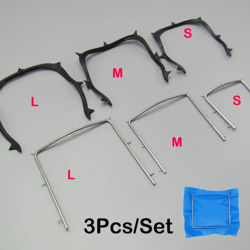3pcs/set L/M/S Dental Endodontic Rubber Dam Frames U-Shape Face Bow Sheet Holder Plastic/Stainless Steel Bracket Dentistry Tools
