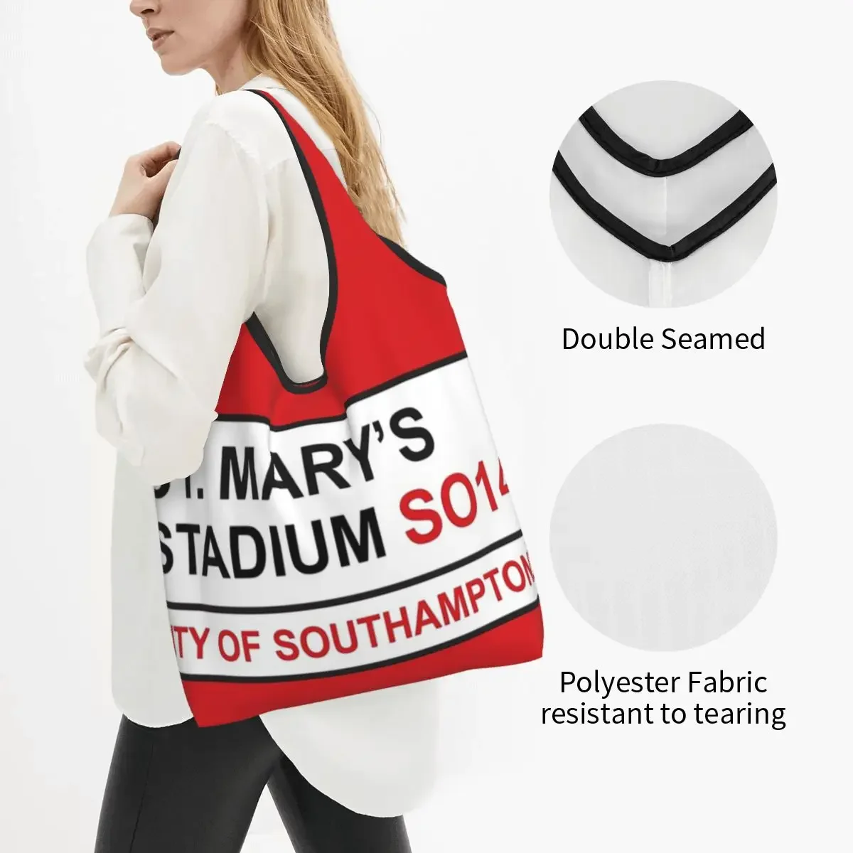 Southampton Football Team St. Mary's Stadium Street Sign Portable Tote Shopping Bags Foldable Shopper  Handbag Shoulder 