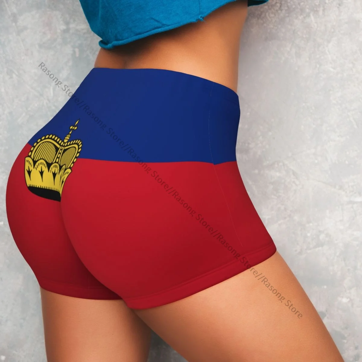 Calções de corrida Push Up Feminino, Elasticidade Curta, Rabo Raspar, Liech51S, Estilo Bandeira, Esportes, Roupas de ginástica