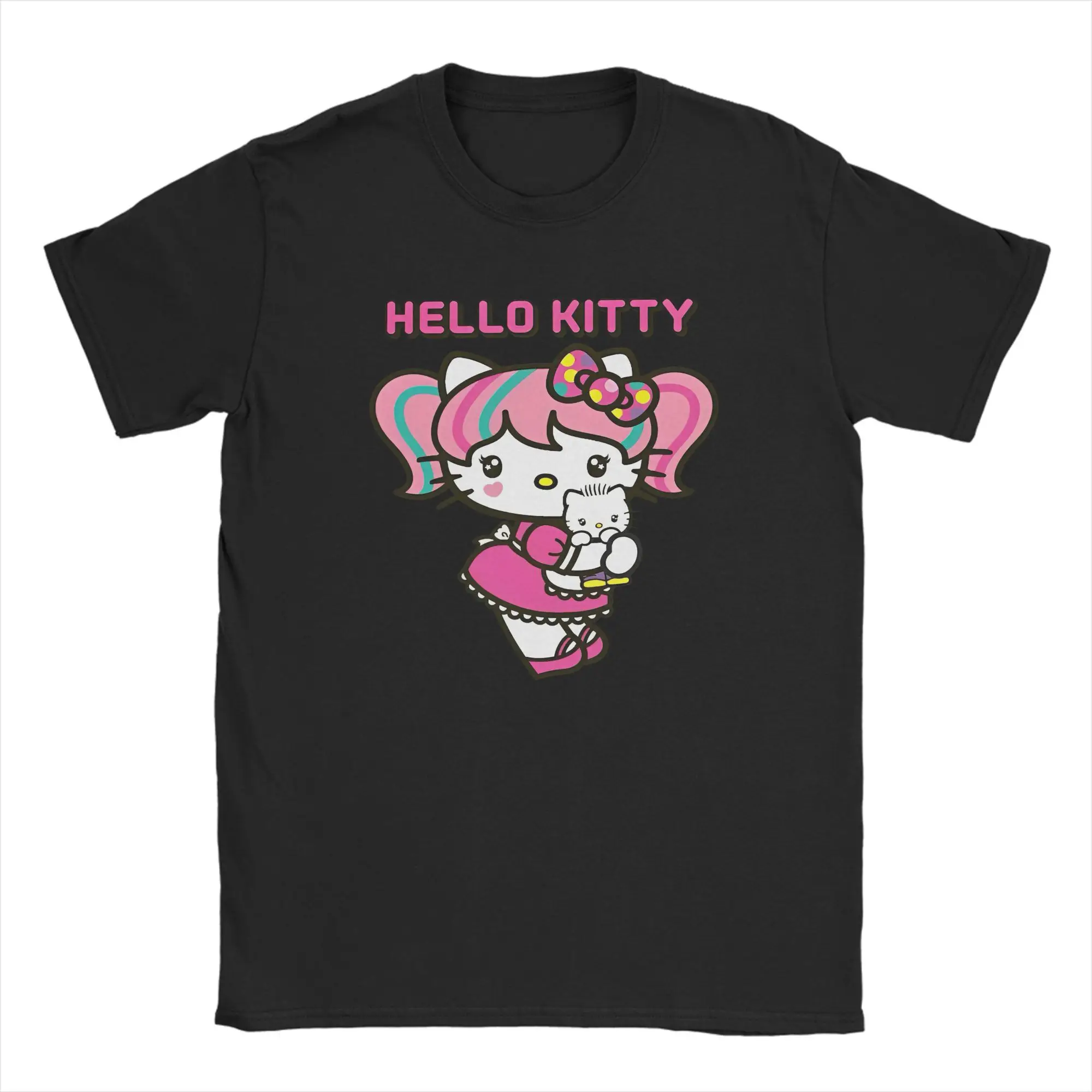 

Hello Kitty Cotton T-Shirt For Male Beach Vintage T-Shirts Round Neck Popular Tees Oversized Print Tops