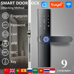 Tuya-Serrure de porte électronique intelligente numérique WiFi, carte à puce d'empreintes digitales, déverrouillage de la clé de mot de passe, sécurité avancée et commodité