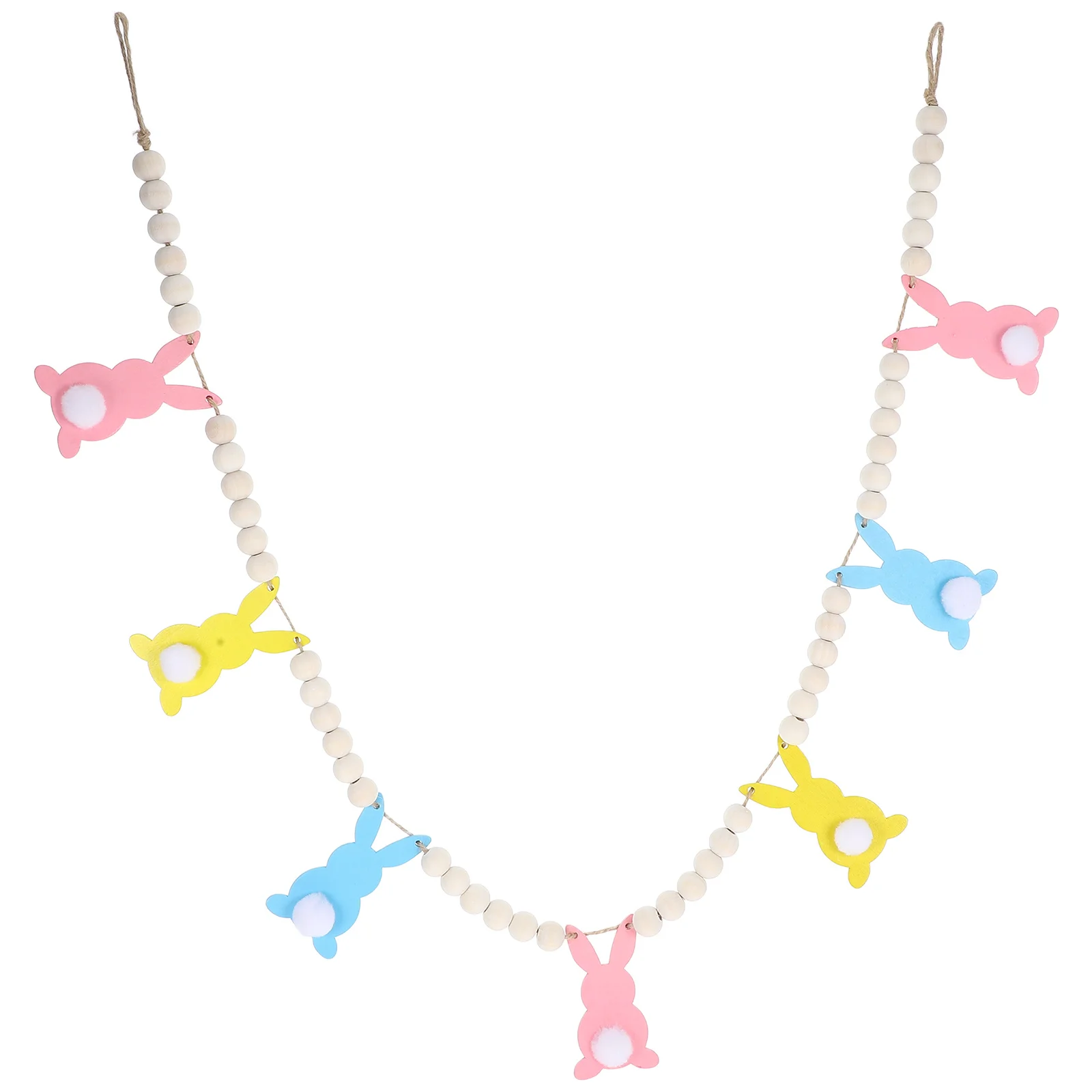 

Wood Bunny Bead Banner Easter Hanging Decoration Rustic Wall Hanging Easter Garden Party Supplies Spring Birthday Decoration