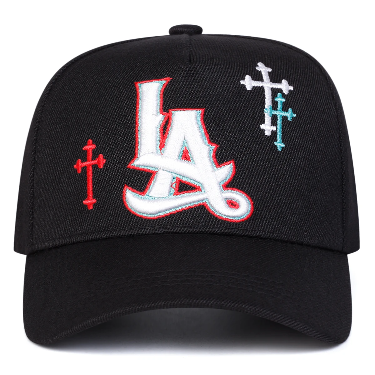 Unisex LA Letter Cross Stickerei-Baseballkappen für Frühling und Herbst, verstellbare Freizeithüte für den Außenbereich, Sonnenschutzhut, Sportkappe – Detail 4