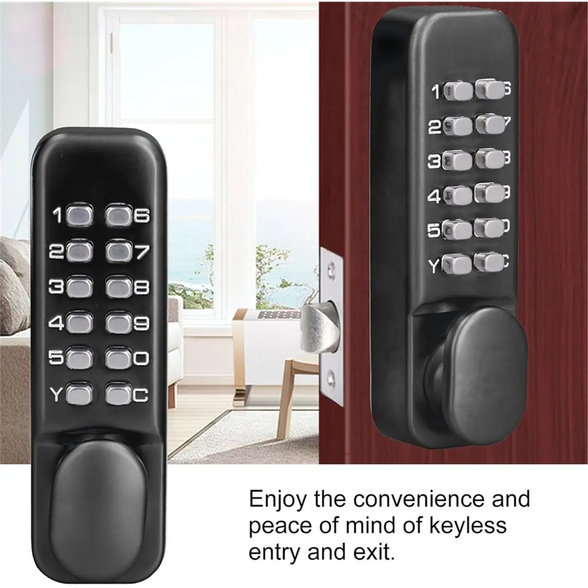 Keyless Gate Locks for Outdoor Fence, Mechanical Keypad Lock, for Outdoor Gate, Patio, Garage, Bidirectional Install