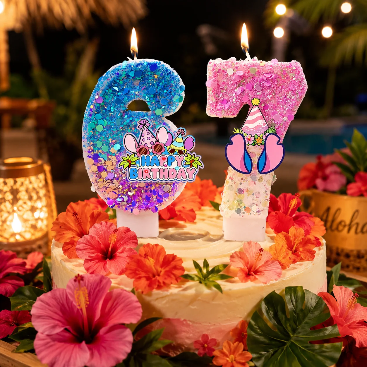 Stiched Cartoon Birthday Candle Cute Blue Character Cake Topper Candle For Birthday Party Cake Celebration Home Decor Supplies