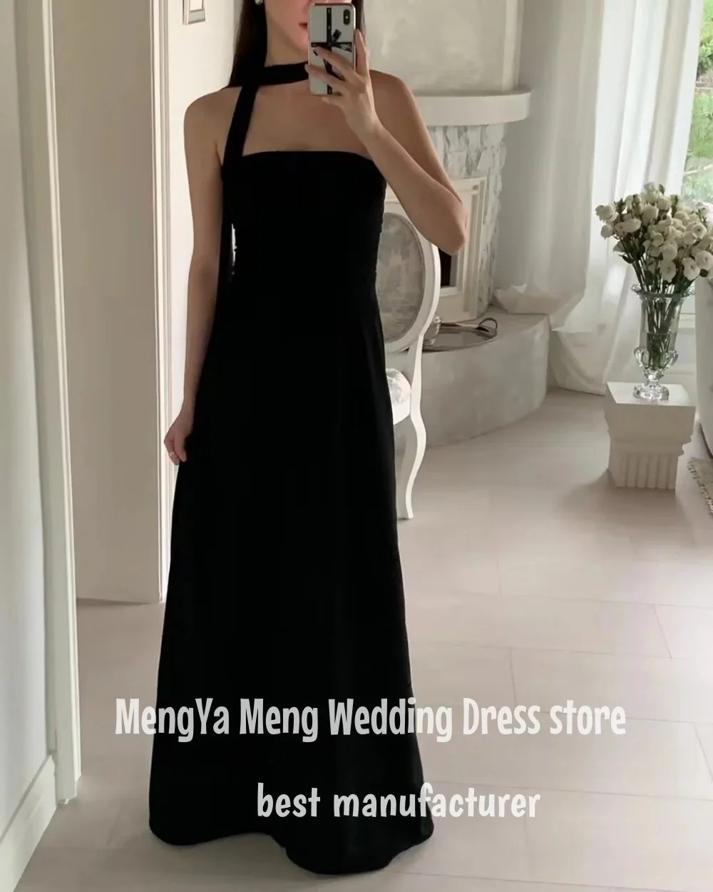 ZHUISHU Customised Simple Black A Line Korea Evening Dresses Strapless Two Styles Floor length Wedding Party Dress Plus Size
