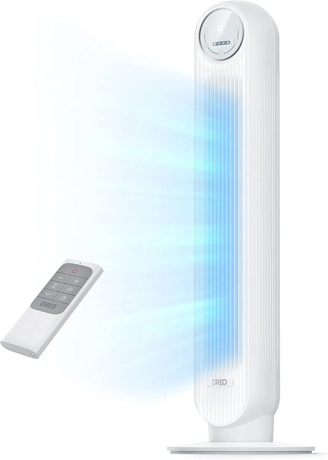 

Quiet Tower Fan for Bedroom, 25ft/s Airflow, 90° Oscillation, 4 Speeds & Modes, 8H Timer, Bladeless Design in White