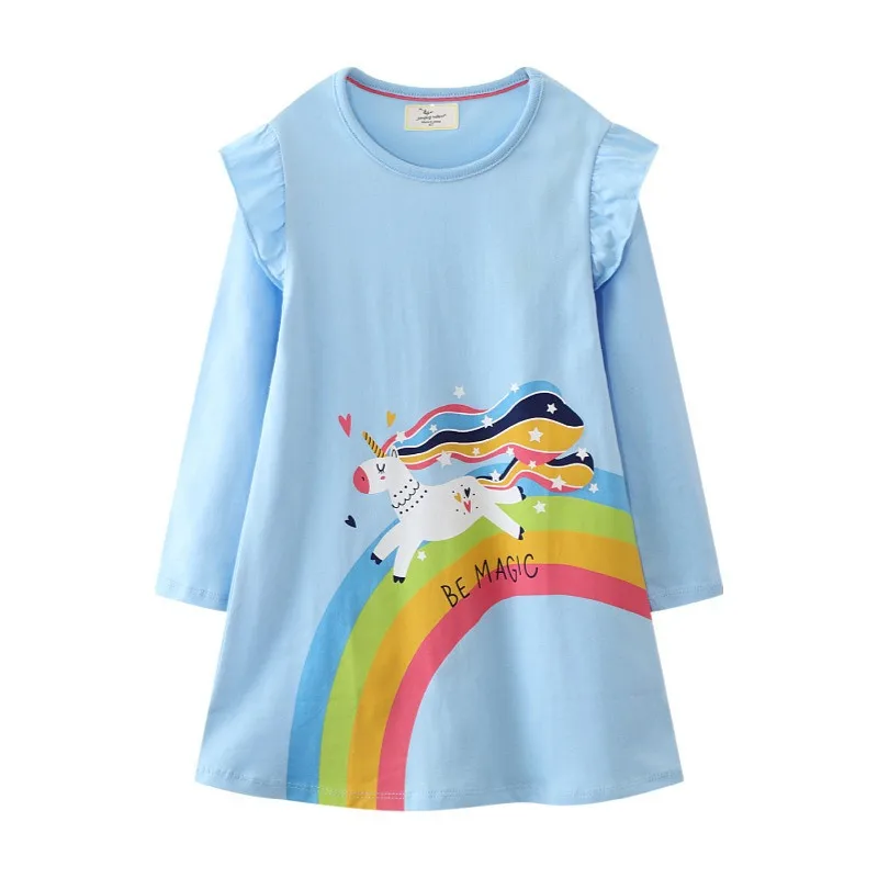 Jumping Meters Long Sleeve Princess Girls Dresses Embroidery Children\'s Clothes Autumn Winter Toddler Kids Costume Frocks Baby