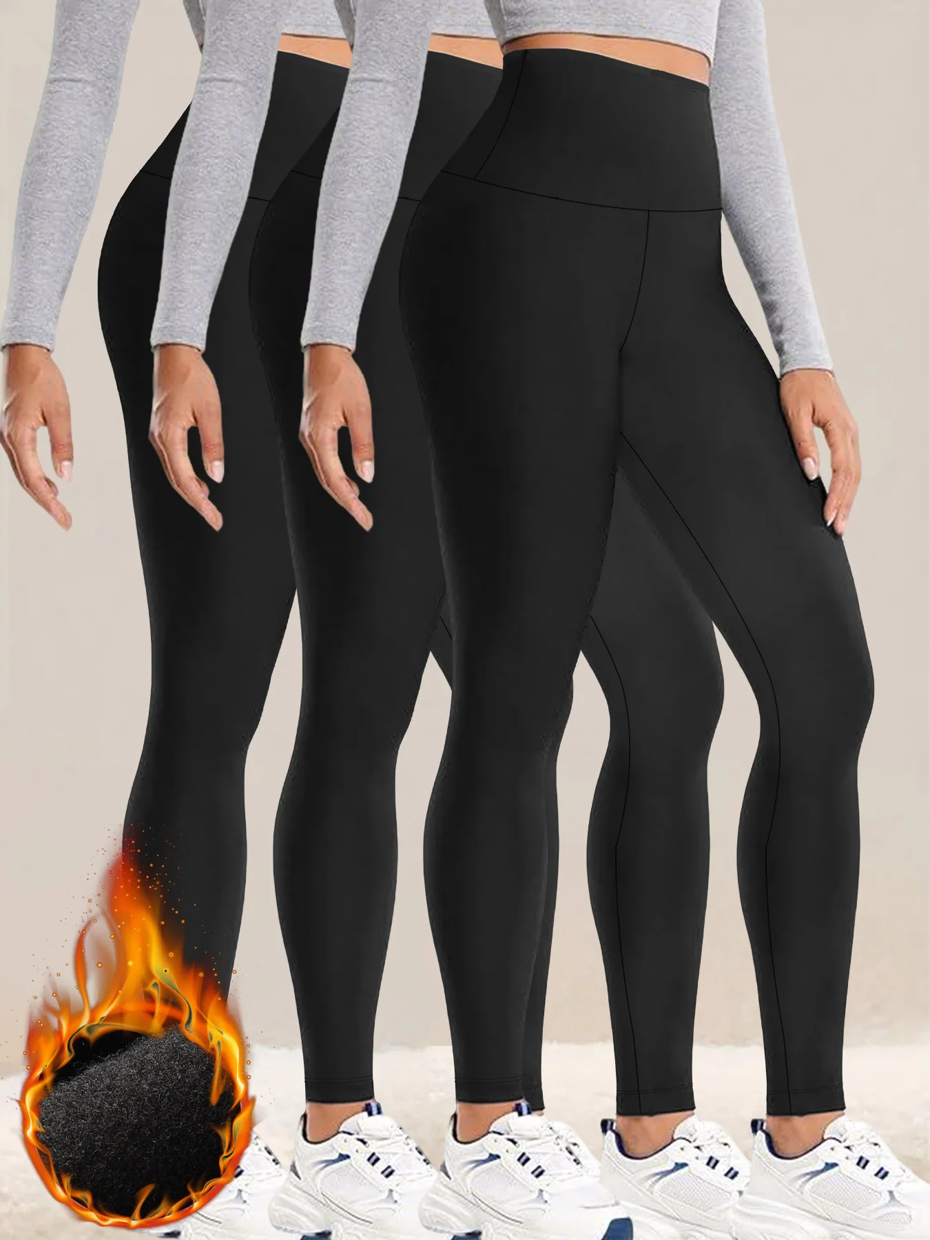

3 Pack Womens Thermal Fleece Lined High Waisted Leggings. Workout Winter Warm Thick Tights Soft Yoga Pants