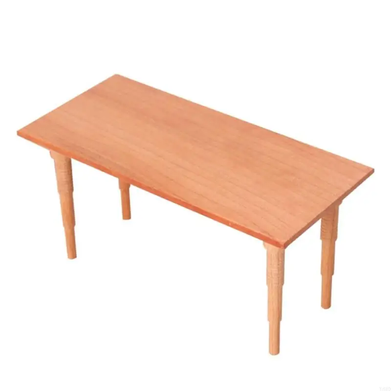 

Y88D Wooden Doll House Dining Table 1/12 Miniature Model Furniture For Collectible Doll House Display And Craft Accessories