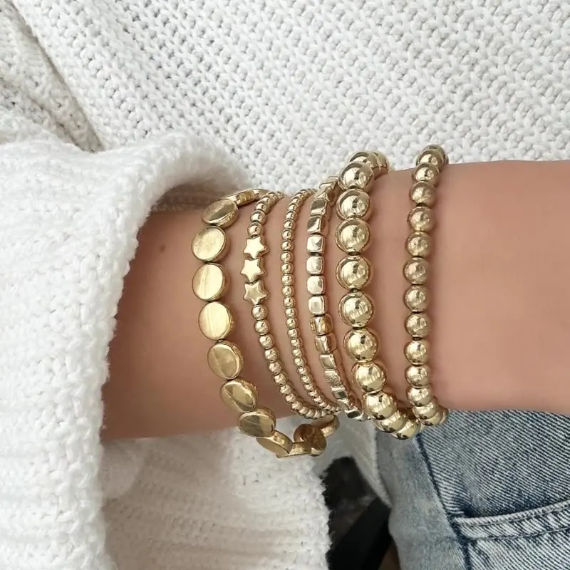 

браслет с шариками золотого, серебряного цвета, сложенный шар, браслет из бисера для женщин и мужчин, ювелирные изделия