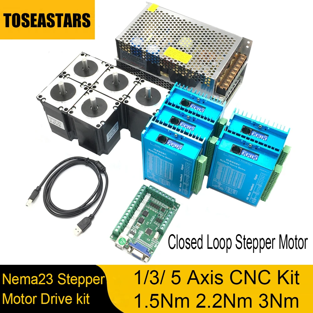 

1 3 5 Sets Nema23 Closed Loop Stepper Motor Drive 1.5 2.2 3 Nm DC Hybird Servo Motor Kit DSP 2 PH with Encoder for CNC Router