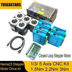 1 3 5 Sets Nema23 Closed Loop Stepper Motor Drive 1.5 2.2 3 Nm DC Hybird Servo Motor Kit DSP 2 PH with Encoder for CNC Router