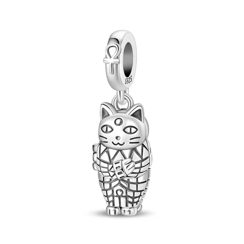 Nouvelles breloques chat momie en argent sterling 925, perles pendantes compatibles avec bracelet original, bijoux DIY pour femmes, fête d'anniversaire