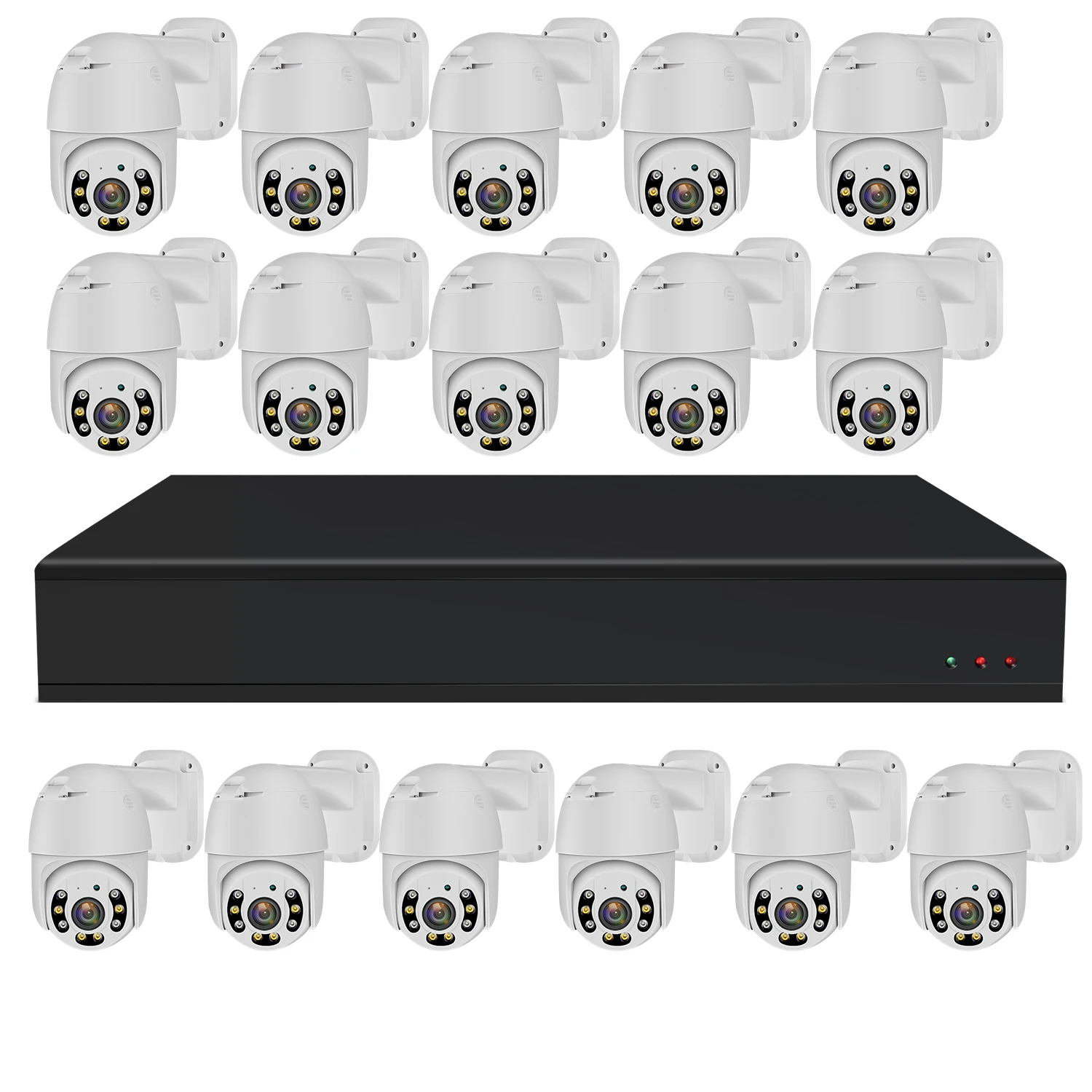 

Economic Video POE Network Surveillance System 3.0MP HD Outdoor POE PTZ IP Camera 24CH POE NVR Kit