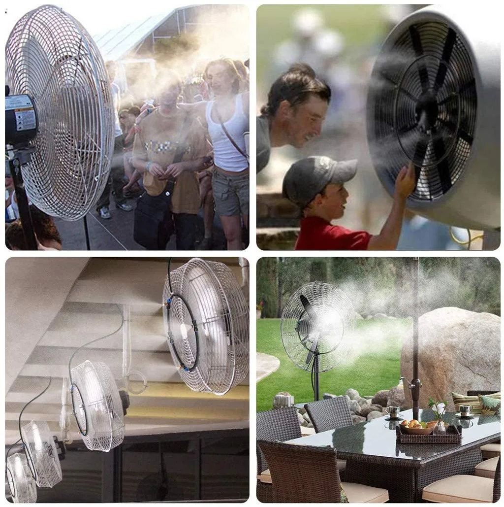 Misting System Outdoor Fan Cooling Portable Patio Garden Spray Sprinkler Mist Kit Mist Fan Nozzles Kit Water Fog Black Sprayer