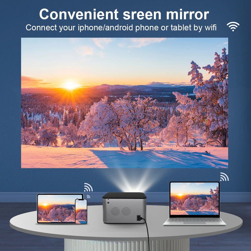 Projetor TLCRETE HY350 1080P HD 4K Max, lâmpada LED de 550 Ansi Lumens Projetor inteligente Android com projetor de foco elétrico 3D IMAX