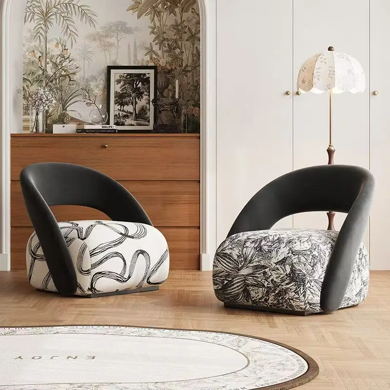 pe-80X86X77CM Nordic Designer Irregular Single Simple Light Luxury Swivel Chair Internet Celebrity Flower Petal Chair~