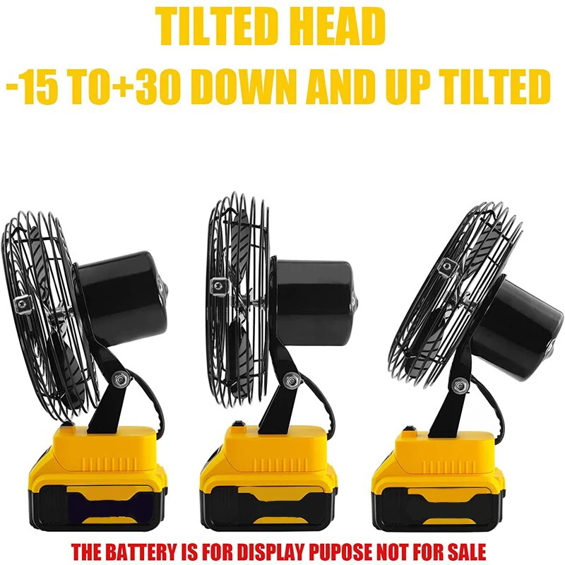 Ventilatore da cantiere portatile per officina per batteria Flexvolt agli ioni di litio Dewalt 20V MAX DCB200 DCB201 angolo utensile nudo senza fili regolabile