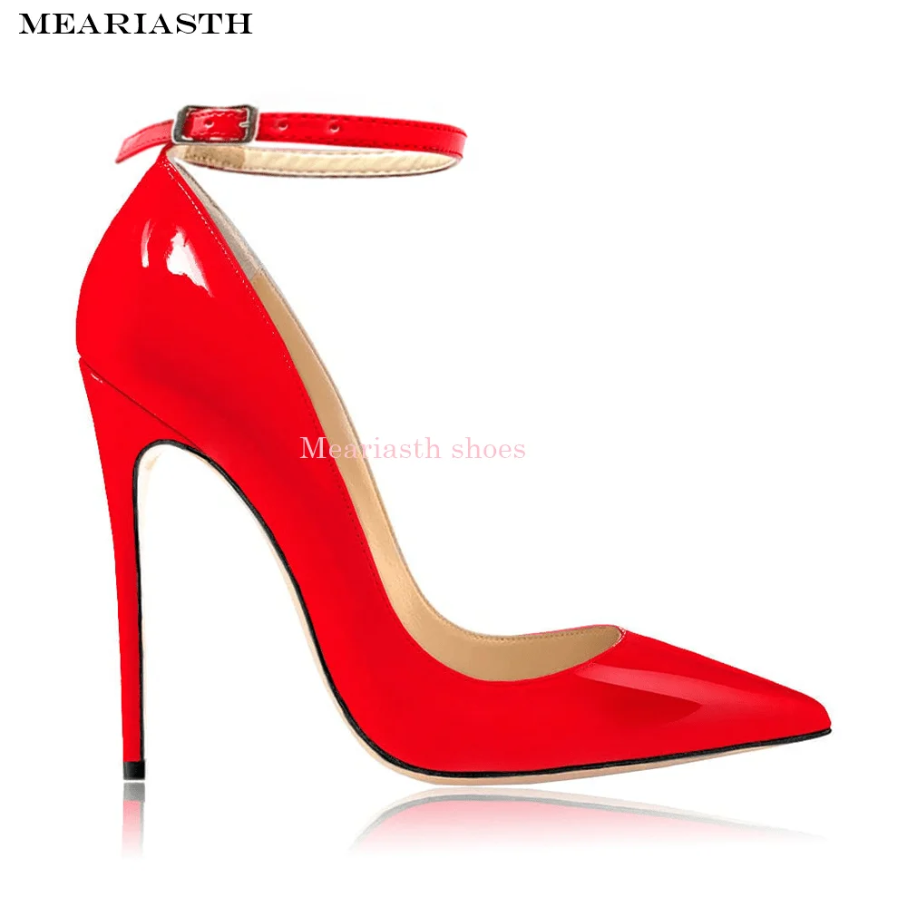 

Shoes Woman 2024 Trend Luxury Shoes For Women Brand Pumps Red ankle strap Pointed Toe High Heels Party Elegant Ladies Shoes 12cm