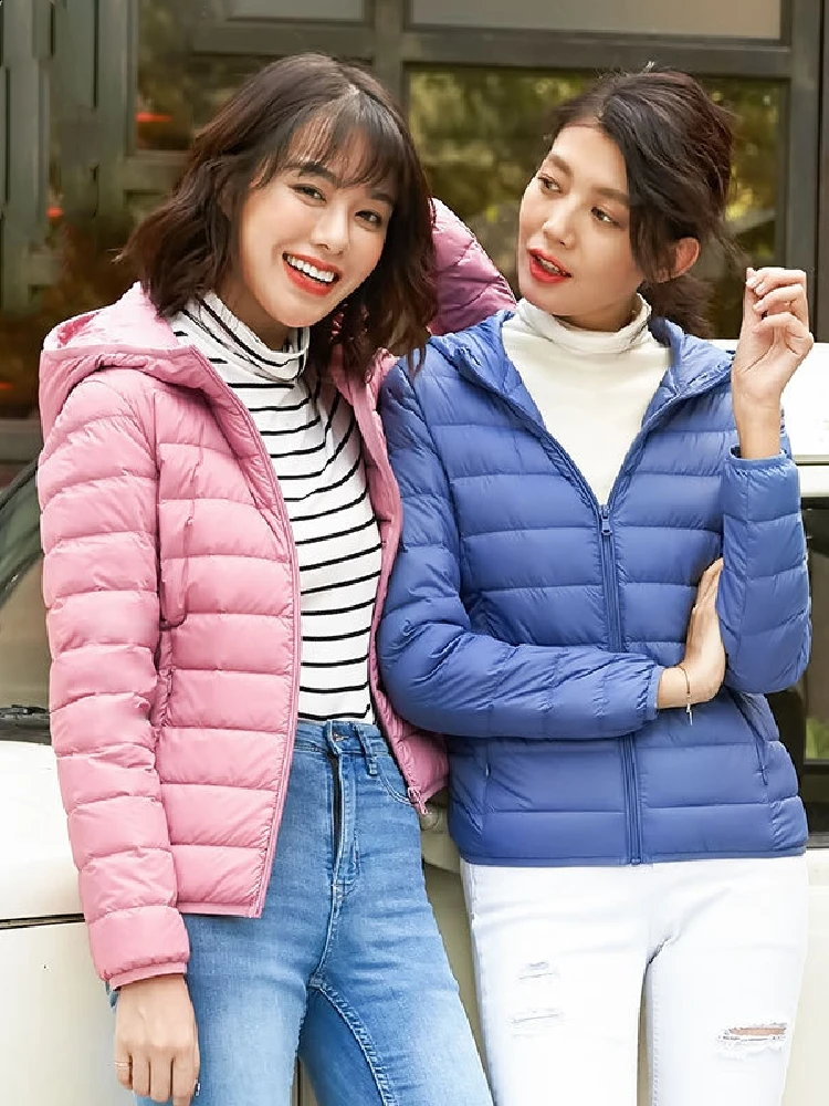 Women Puffer Jacket 15 Colors Plus Size 5XL 6XL 7XL 2025 New Spring Autumn Female Ultra Lightweight Packable Hooded Down Coats