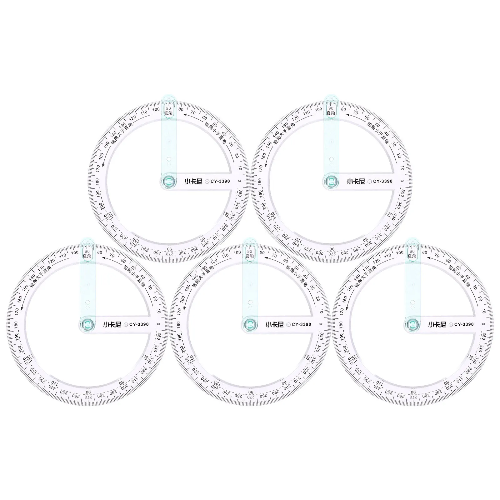 5Pcs 360 Degree Plastic Protractor Circle Protractor Tool for Measuring Angles Students Architects Engineers Office Use