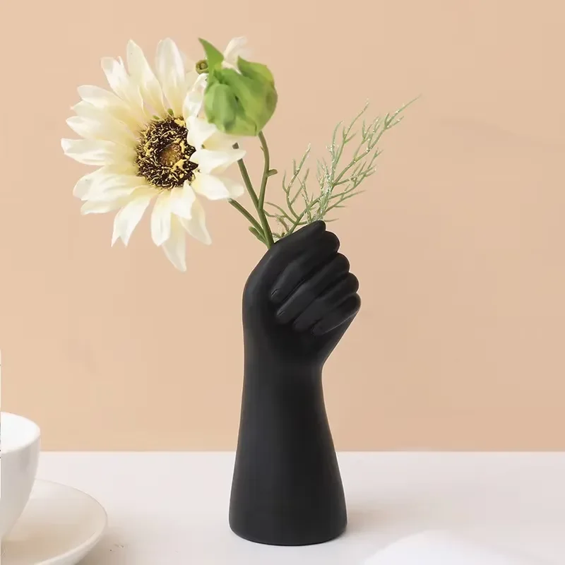 Modern Simple White Resin Handmade Vase Desktop Decoration Model House Living Room Home Decor Ins Style