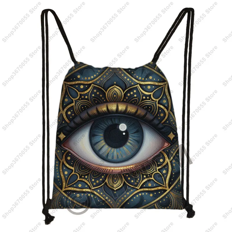 Evil Eye Pattern Drawstring Bag for Travel Fashion all seeing eye Backpacks Large Capacity Storage Bag Shoes Holder