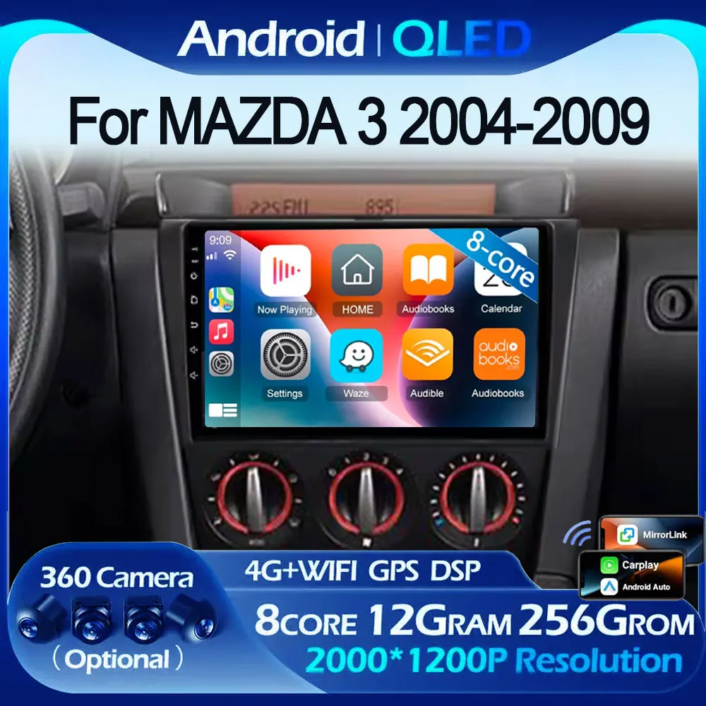 

Автомобильный радиоприемник Android15, беспроводной Carplay для Mazda 3 2004 2005 2006 2007 2008 2009 с мультимедийным плеером, стерео GPS, без 2Din DVD